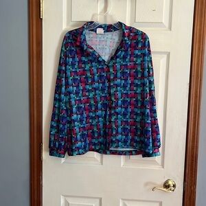 Vintage Graff Californiawear button up blouse. Multi woven pattern size large.